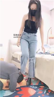 阿雅牛仔裤坐脸窒息/短靴黑丝踩 JS241208-66