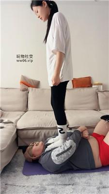 埋汰健身后原味白袜玩教练狗 JS250221-37